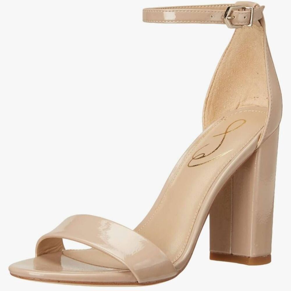 NWT Sam Edelman Women's 9.5M Yaro Chai Latte Patent Block Heel Sandals - Picture 3 of 7